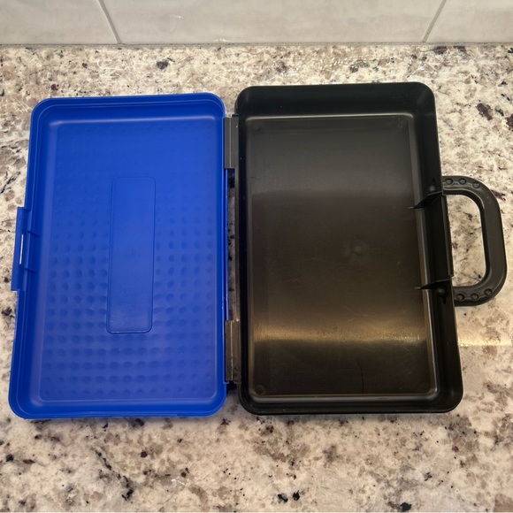 Vintage 1994 SpaceMaker Pencil Box Blue Black With Handle 11"x7" 90’s Collect - Picture 1 of 6